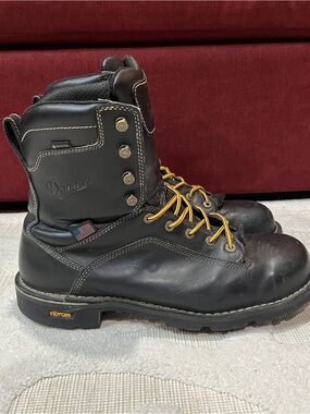 Danner 8" Quarry Black Leather Work Combat Boots Men's 13 D Vibram Goretex